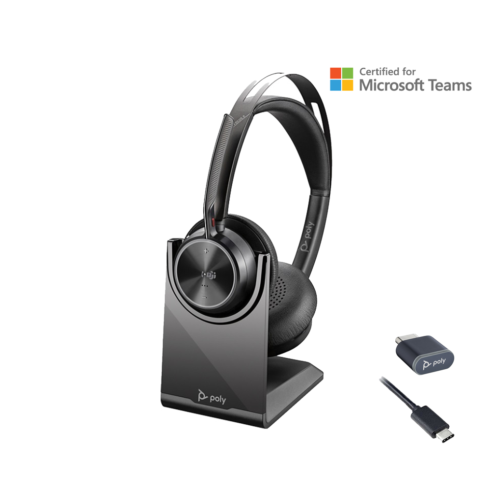 POLY VOYAGER FOCUS 2 UC USB-C CHARGE STAND WIRELESS HEADSET MICROSOFT CERTIFIED